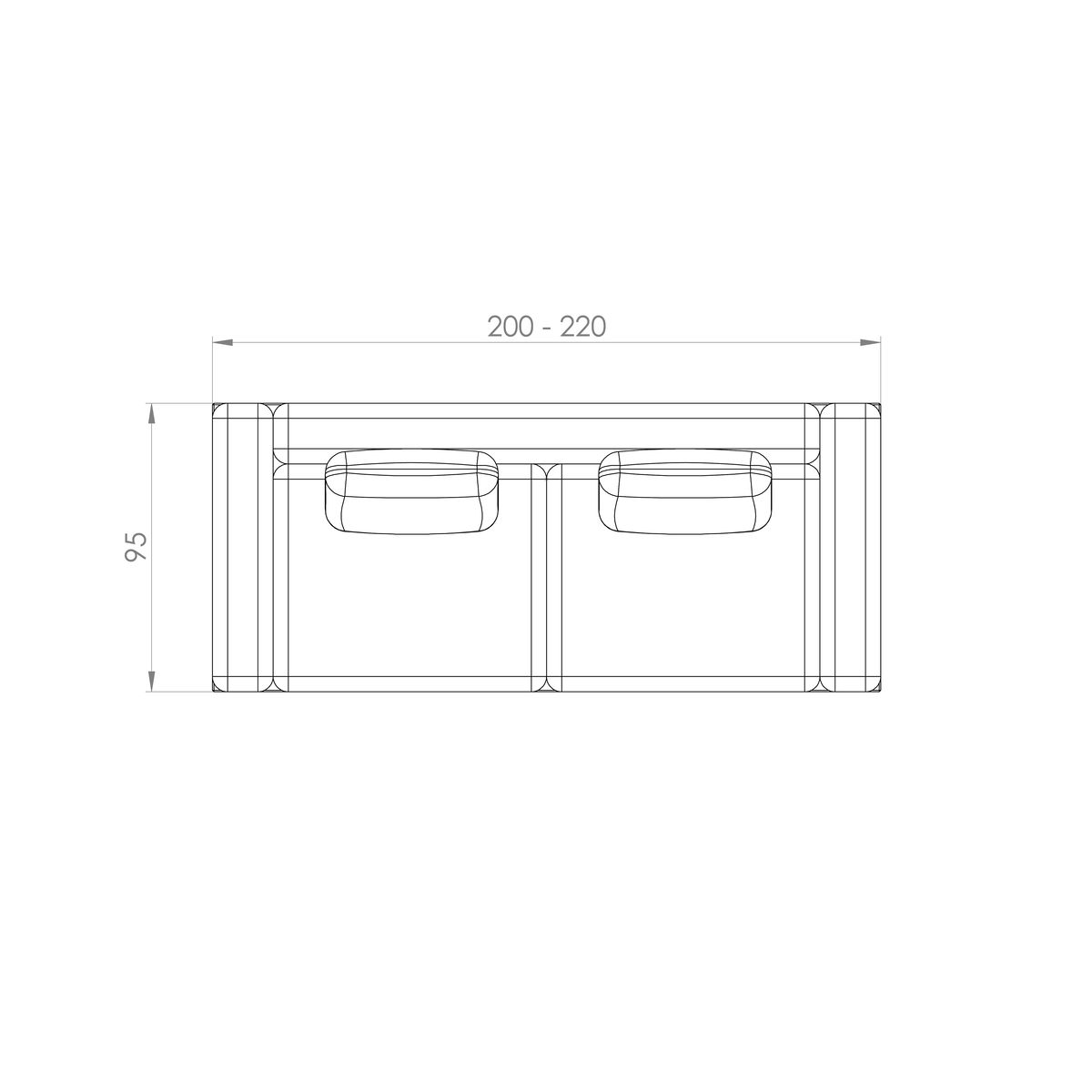 Nube-01 Sofá Nube — desenho técnico com dimensões