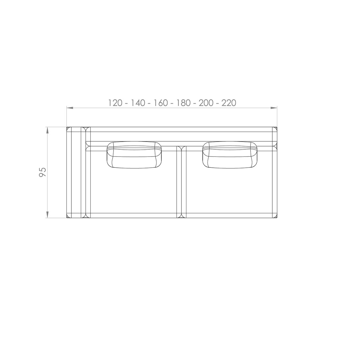 Nube-02 Sofá Nube — desenho técnico com dimensões (2)