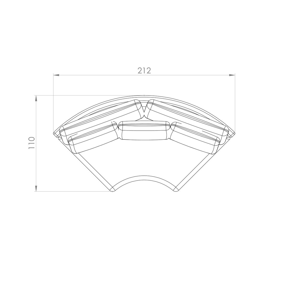 Theos-03 Sofá Theos — desenho técnico com dimensões (3)