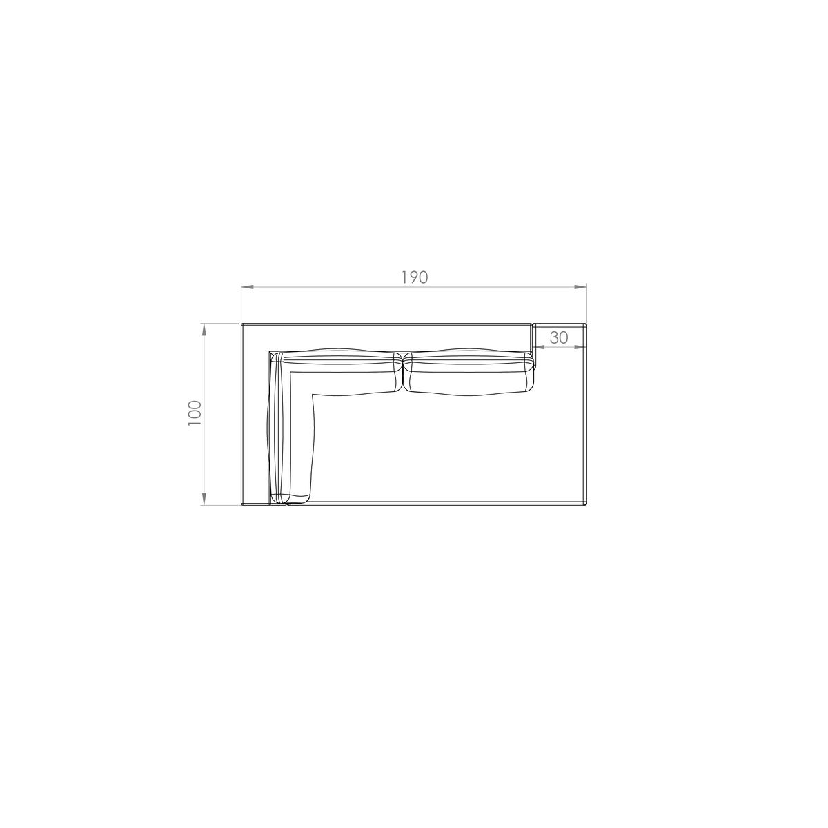 Sofá Cannes — desenho técnico com dimensões (4)