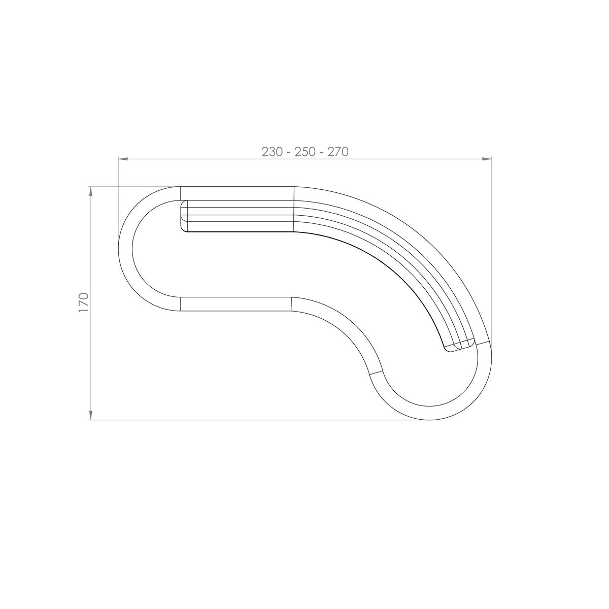 Inverse-01 Sofá Inverse — desenho técnico com dimensões