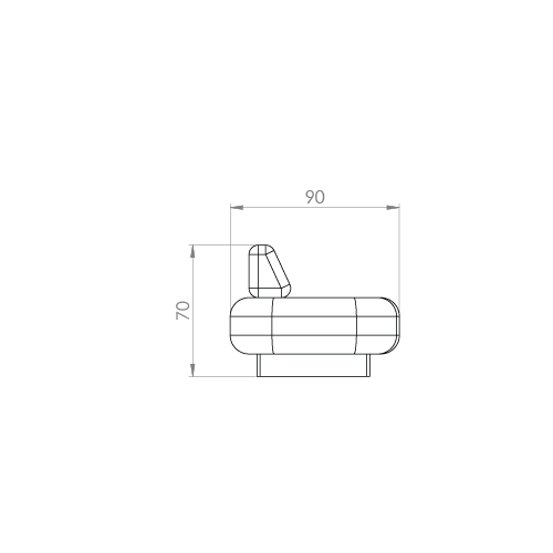 Poltrona inverse lateral Poltrona Inverse — desenho técnico com dimensões (2)