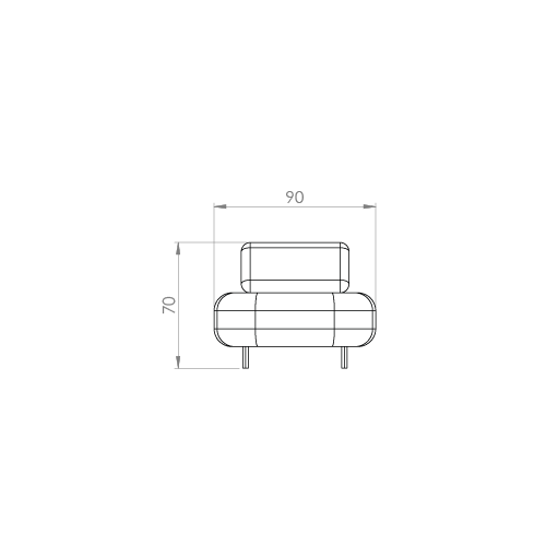 Poltrona inverse frontal Poltrona Inverse — desenho técnico com dimensões