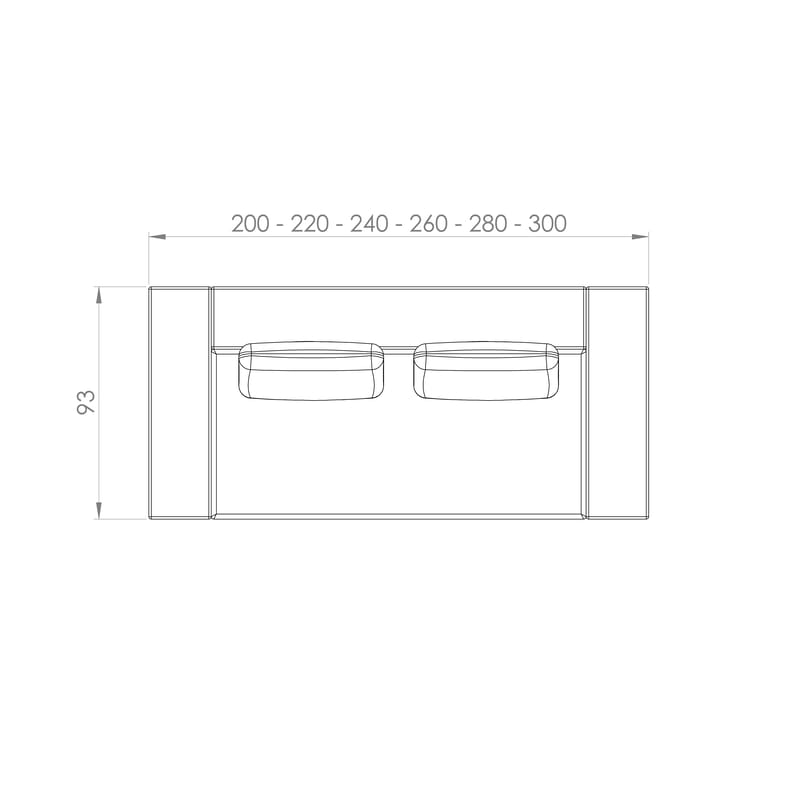 Sofá City — desenho técnico com dimensões