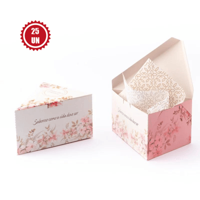 Embalagem para Fatia de Bolo com Papel, Floral - 25un