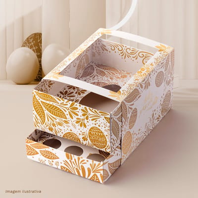 Embalagem Gaveta para 1 Ovo 250g e 12 Doces, Celebrate - 5un