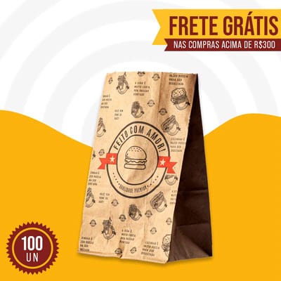 Saco de Papel, Basics, Kraft para Lanches G, 24x43,5x15,5, Selos – 100un - Imagem 2