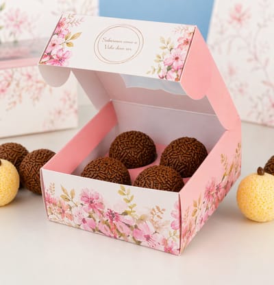 Embalagem para 4 Doces, Com Visor, Floral - 10un - Imagem 2