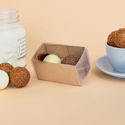 Embalagem para 2 doces, Com berço,  Basics, Kraft - 10un
