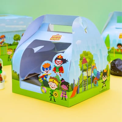 Maleta Infantil com alça e visor com tubete, Heróis - 10un