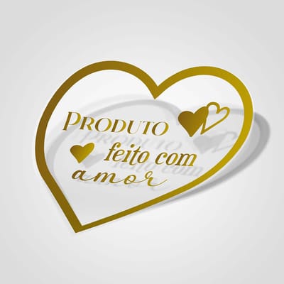 Adesivo Transparente, 5Cm, Feito Com Amor - Rolo 100un - Imagem 2