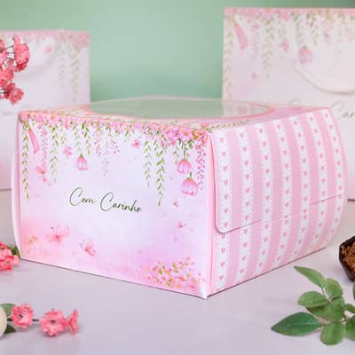 Caixa para Bolo M (21,5×21,5x14cm), Com Visor, COM CARINHO – 5un - Imagem 3