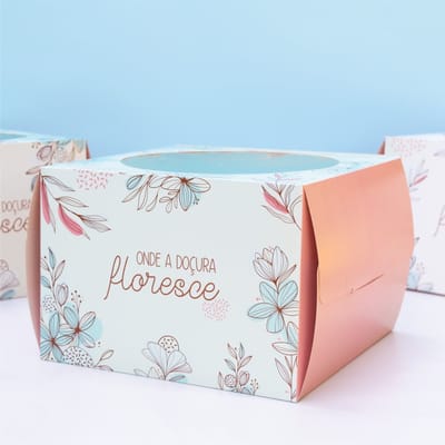 Embalagem para Bolo G (26,5x26,5x18,5cm), Com Visor, Doçura - 5un