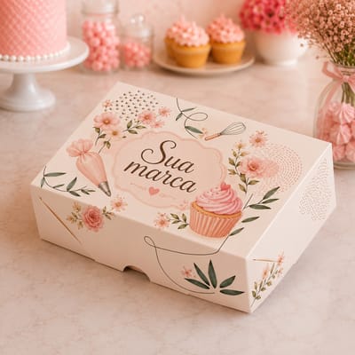 Caixa Para 6 Doces com Berço, sem Visor Personalizada