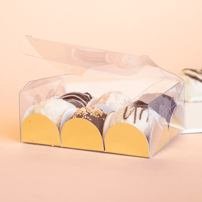 Caixa de acetato para 6 Doces, Cristal - 10un, Docinhos e Biscoitos