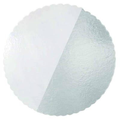 Cake Board 32cm Branco/Prata, Dupla Face - Unitário