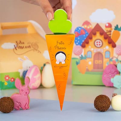 Embalagem para Cone Trufado com papel, Cenourinha - 25un