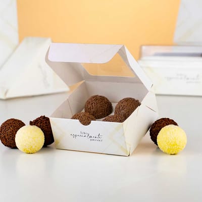 Embalagem para 4 Doces, Com Visor, Dourada - 10un - Imagem 2