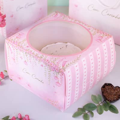 Caixa para Bolo M (21,5×21,5x14cm), Com Visor, COM CARINHO – 5un - Imagem 2