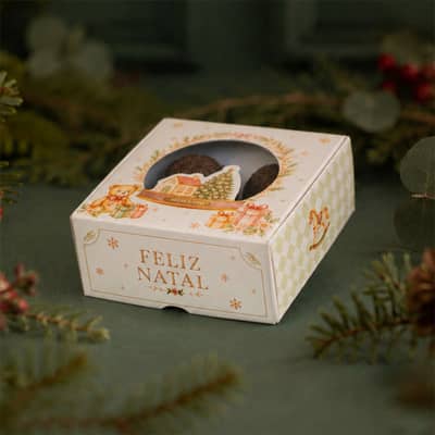 Caixa para 4 Doces, Com visor e berço, Globo de Neve - 10un