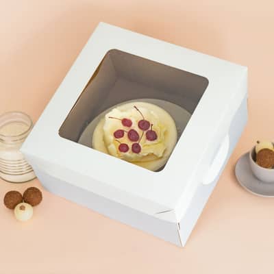 Caixa para tortas e kits com visor, Branca Basics - 5un