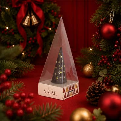 Embalagem para cone de natal com tampa, Tradição - 10un