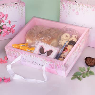 Cesta para kits com alça branca e tampa, COM CARINHO – 5un - Imagem 3
