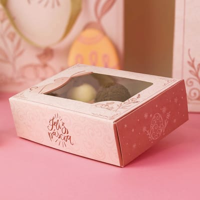 Caixa Para 6 Doces ou 2 Brownies, Com Visor e berço, ELEGANCE - 10un