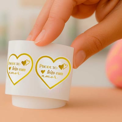 Adesivo Transparente, 3,5Cm, Feito Com Amor - Rolo 100un