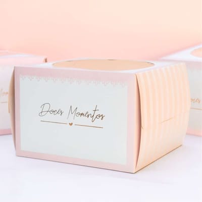Embalagem para Bolo G (26,5x26,5x18,5cm), Com Visor, Momentos - 5un