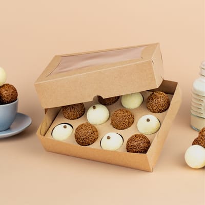 Embalagem Para 12 Doces Com Visor, Com Berço, Basics, Kraft - 10un - Imagem 2