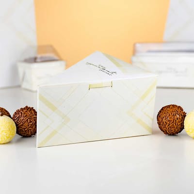 Embalagem para Fatia de Bolo com Papel, Dourada - 25un