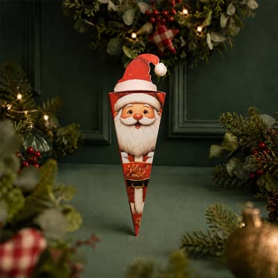 Caixa para cone Trufado com papel, Papai Noel - 25un