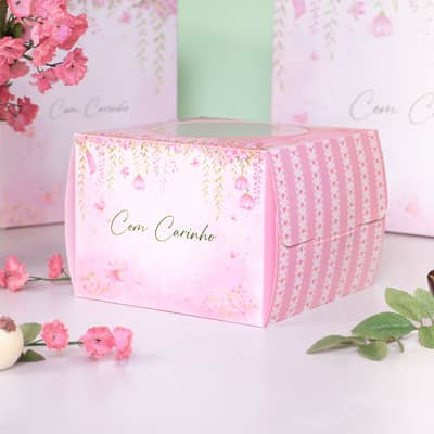 Caixa para Bolo P (15,5×15,5×11,7cm), Com Visor, COM CARINHO – 5un - Imagem 2