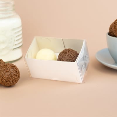 Embalagem para 2 doces, Com berço,  Branca, Basics