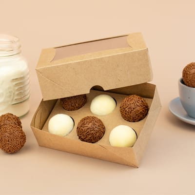 Embalagem Para 6 Doces Com Visor E Berço, Basics, Kraft - 10un - Imagem 2