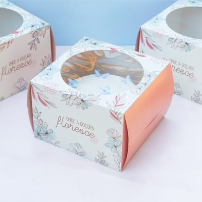 Embalagem para Bolo G (26,5x26,5x18,5cm), Com Visor, Doçura - 5un - Imagem 2