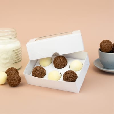 Embalagem para 6 doces com visor e berço 13x9x4cm, Branco - Basics - Imagem 2