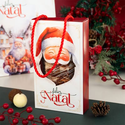 Embalagem para Barra de chocolate com visor e alça, Vila Noel - 10un