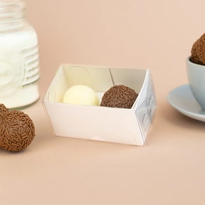 Embalagem para 2 doces, Com berço,  Basics, Branca - 10un - Imagem 2
