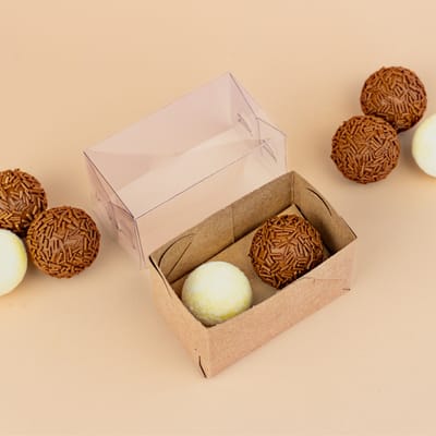 Embalagem para 2 doces, Com berço,  Basics, Kraft - 10un - Imagem 2