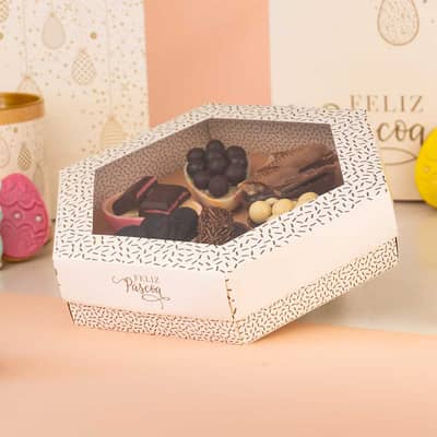 Caixa para Kit Degustação hexagonal, 6 Ovos de 50g, BLISS - 10un