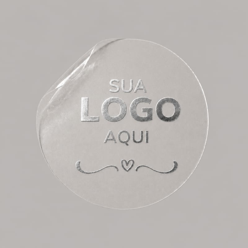 Adesivo Transparente Personalizado, Impressão Hot Stamp, Redondo - Imagem 2