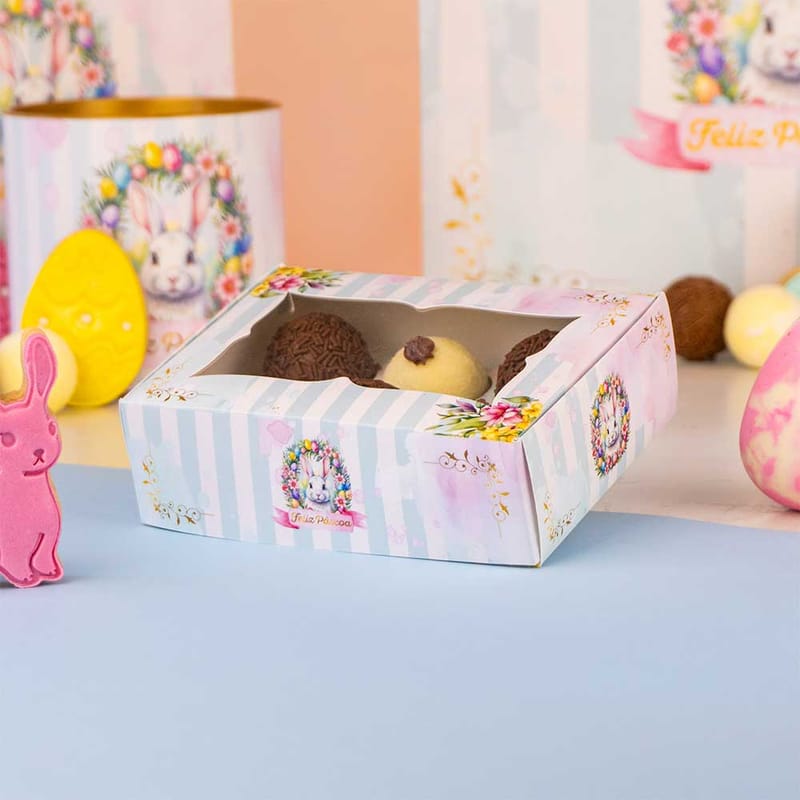 Caixa Para 6 Doces ou 2 Brownies, Com Visor e berço, AFETO - 10un - Imagem 1