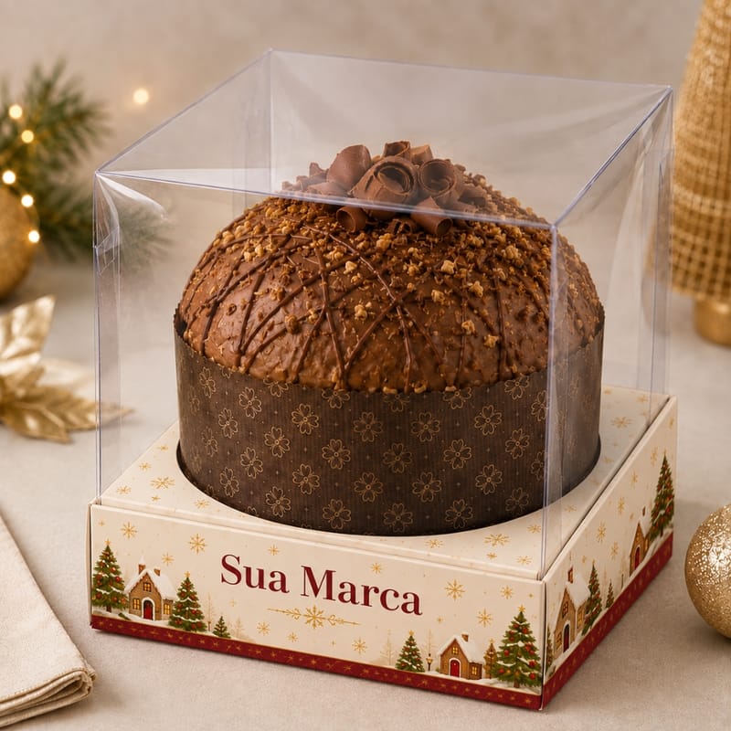 Caixa para Panetone/Chocotone Premium 17x17cm Personalizada