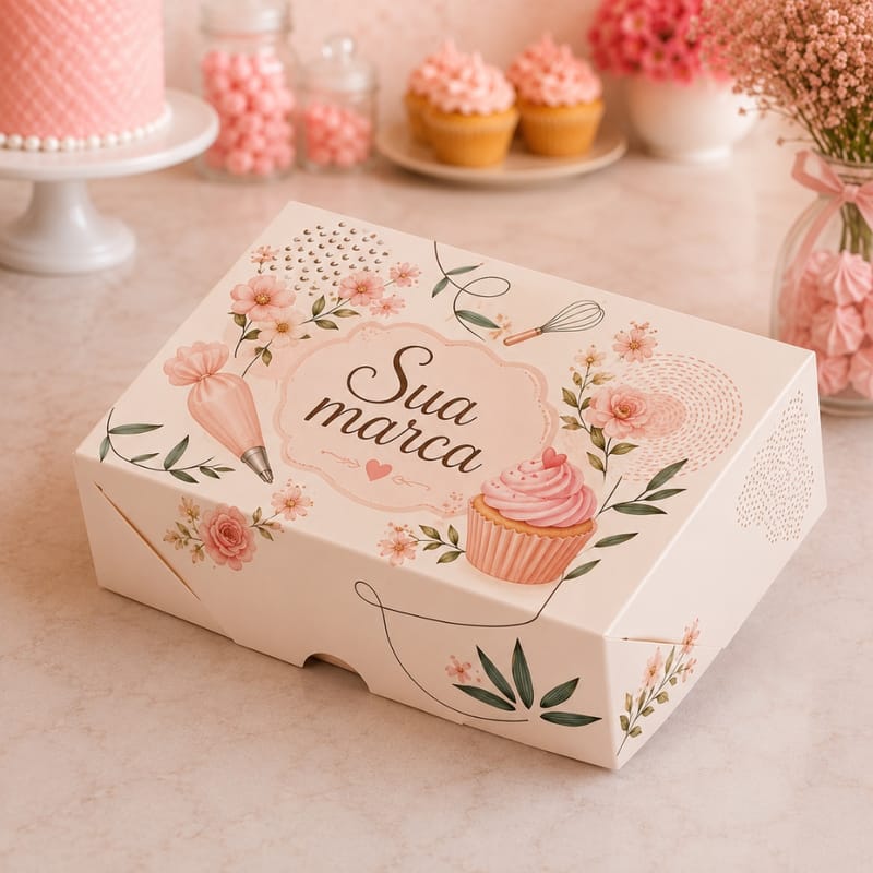 Design sem nome Caixa Para 6 Doces com Berço, sem Visor Personalizada - Imagem 1