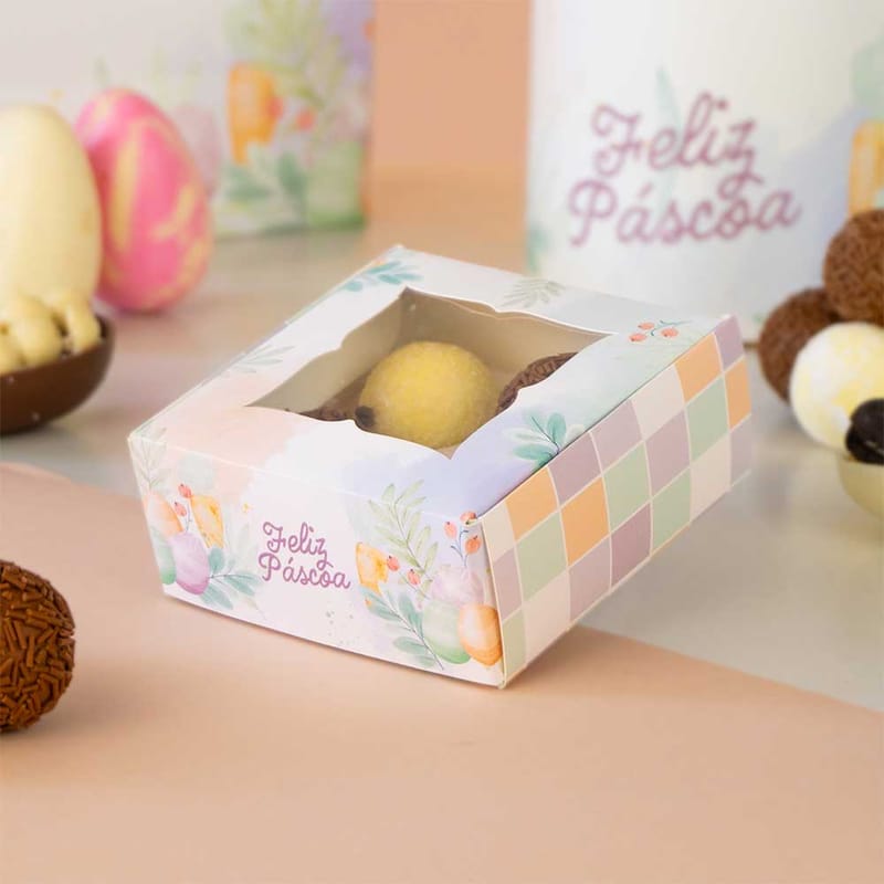 Caixa Para 4 Doces ou 1 Brownie, Com Visor e berço, TERNURA - 10un - Imagem 1