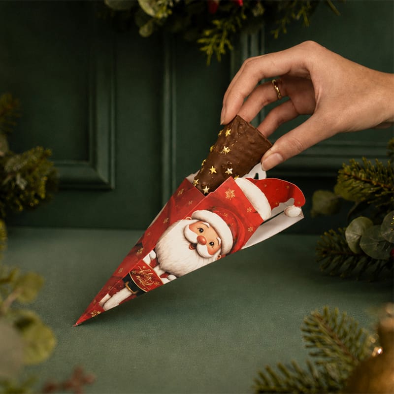 Caixa para cone Trufado com papel, Papai Noel - 25un - Imagem 2