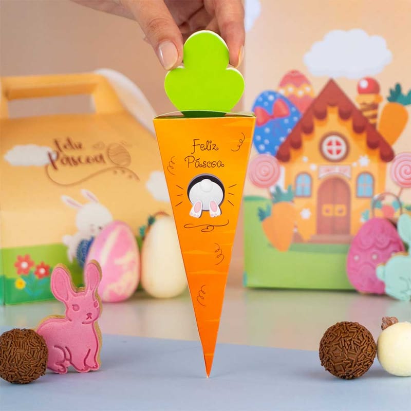 Embalagem para Cone Trufado com papel, Cenourinha - 25un - Imagem 1