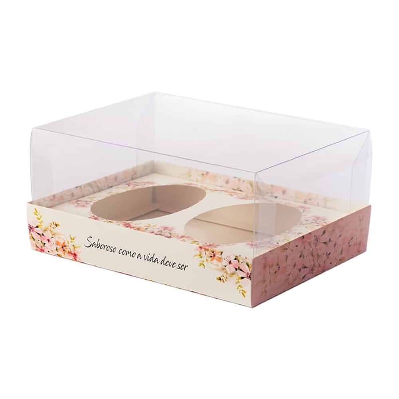 Embalagem para 2 Ovos de Colher 250gr, Tampa 10cm, Floral – 10un - Imagem 2